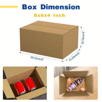 100pcs Corrugated Cardboard Mailer Shipping Boxes, 8x6x4 Inch Durable Brown Corrugated Box Mailers, for Small Business Packaging, Mailing, Literature, Craft, Festival Gift