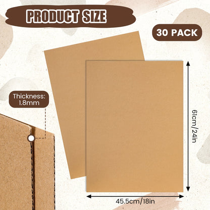 30 Pack Corrugated Cardboard Sheets Large Flat Cardboard Sheets Packaging Inserts Flat Square Inserts For Shipping Packing Mailing Crafts (24 X 18 Inch, Brown)