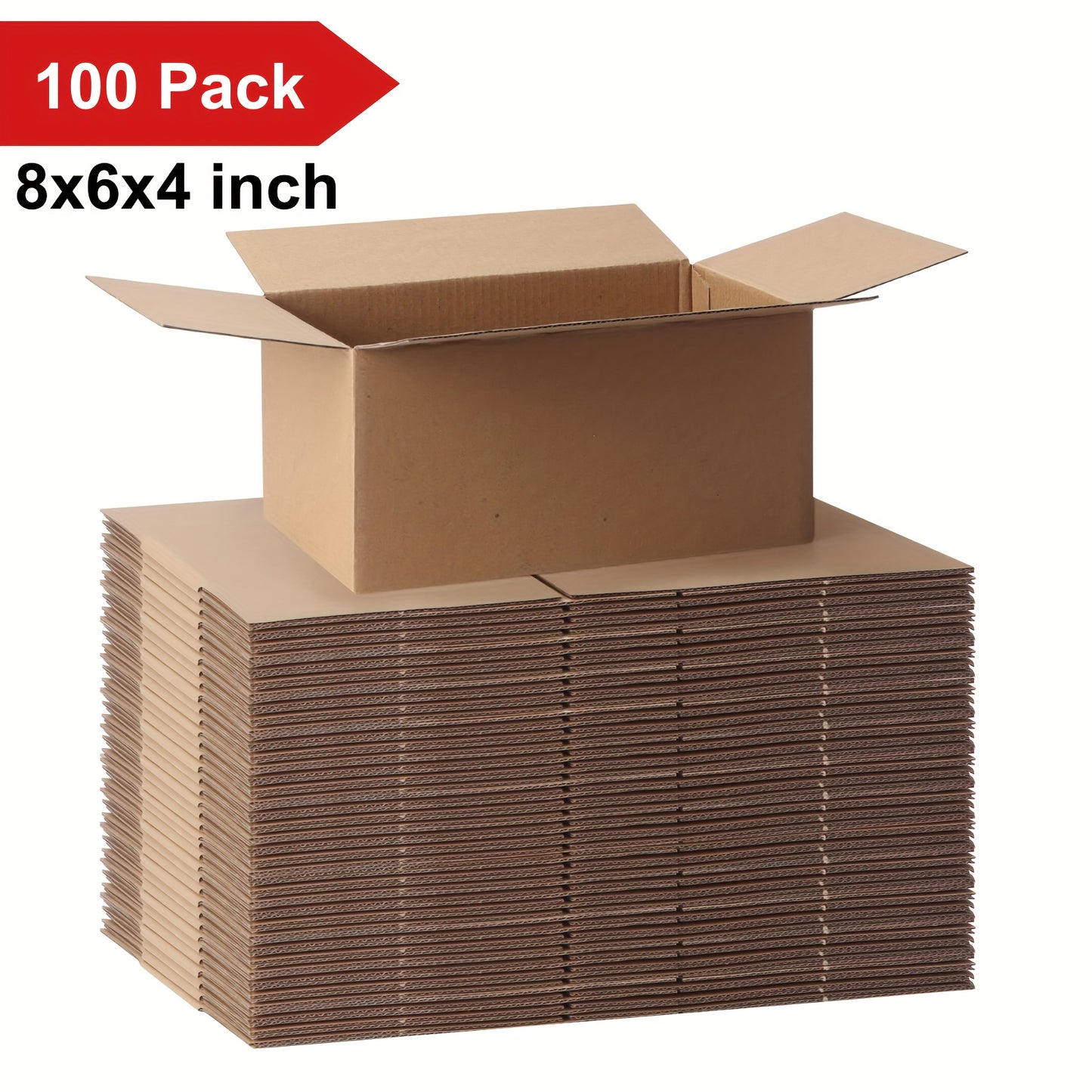 100pcs Corrugated Cardboard Mailer Shipping Boxes, 8x6x4 Inch Durable Brown Corrugated Box Mailers, for Small Business Packaging, Mailing, Literature, Craft, Festival Gift