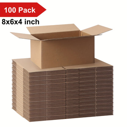 100pcs Corrugated Cardboard Mailer Shipping Boxes, 8x6x4 Inch Durable Brown Corrugated Box Mailers, for Small Business Packaging, Mailing, Literature, Craft, Festival Gift